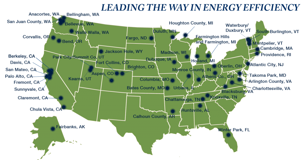 These are the cities participating in the Georgetown University Energy Prize.